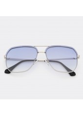 Silver accessories,Black accessories,Geometric accessories,Metal Detail Geometric Pattern Silver Square Sunglasses