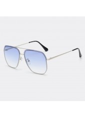 Metal Detail Geometric Pattern Silver Square Sunglasses
