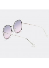 Silver accessories,Geometric accessories,Metal Detail Geometric Pattern Silver Square Sunglasses