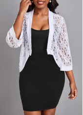 Lace White Three Quarter Length Sleeve Coat
