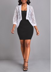 White outerwear & coats,Plain Color outerwear & coats,Lace White Three Quarter Length Sleeve Coat