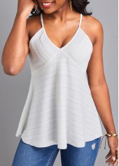 White tops,Plain Color tops,White Flowy V Neck Camisole Top