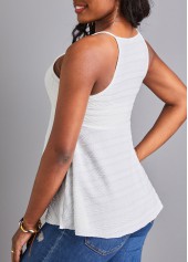 White tops,Plain Color tops,White Flowy V Neck Camisole Top