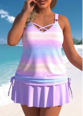 Plus Size Criss Cross Ombre Tankini Set