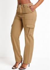 Pocket Dark Camel Regular Zipper Fly Jeans