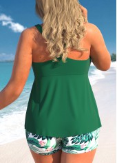 Green plus size,Plants plus size,ROTITA Plus Size Mid Waisted Handkerchief Hem Tankini Set