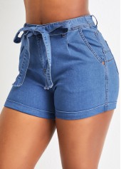 Pocket Skinny Zipper Fly Denim Shorts