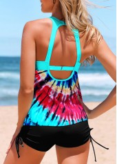Multi Color swimwear,Tie Dye swimwear,ROTITA Cut Out Multi Color Tankini Top