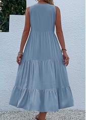 Dusty Blue dresses,Plain Color dresses,Everyday dresses,Casual dresses,Button Dusty Blue A Line Dress
