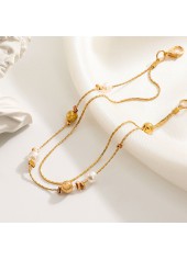 Golden jewelry,Geometric jewelry,Round Geometric Pattern Alloy Detail Golden Anklet