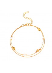 Golden jewelry,Geometric jewelry,Round Geometric Pattern Alloy Detail Golden Anklet