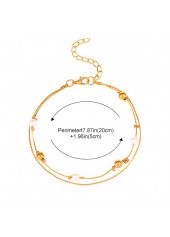 Golden jewelry,Geometric jewelry,Round Geometric Pattern Alloy Detail Golden Anklet