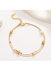 Golden jewelry,Geometric jewelry,Round Geometric Pattern Alloy Detail Golden Anklet