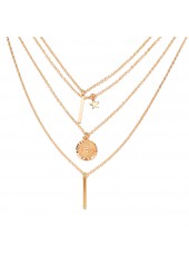 Golden jewelry,Geometric jewelry,Galaxy jewelry,Round Geometric Pattern Alloy Detail Golden Necklace