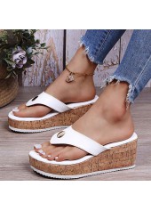 White Mid Heel Toe Post Flip Flops