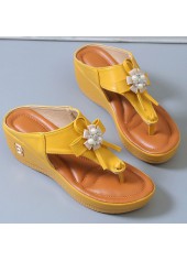 Ginger accessories,Plain Color accessories,Ginger Pearl Design Mid Heel Flip Flops