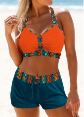 ROTITA Circular Ring Orange Tribal Print Bikini Set