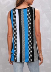 Black tops,Dot tops,Geometric tops,Striped tops,ROTITA Circular Ring Polka Dot Black Tank Top