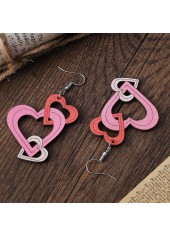 Multi Color jewelry,Heart jewelry,Geometric jewelry,Heart Wood Detail Multi Color Earrings