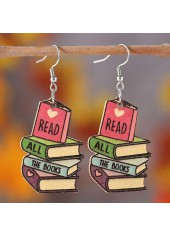 Multi Color Wood Detail Geometric Pattern Earrings