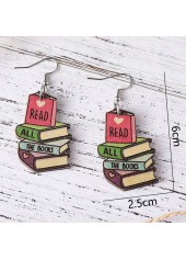 Multi Color jewelry,Geometric jewelry,Heart jewelry,Multi Color Wood Detail Geometric Pattern Earrings