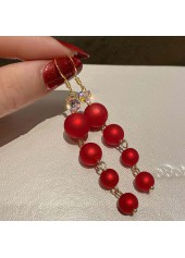 Red jewelry,Contrast Color jewelry,Golden Metal Rhinestone Red Perl Earrings