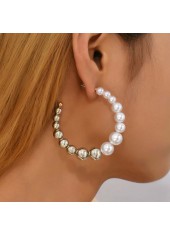 Pearl Design Circular Silvery White Earrings