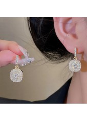 Rhinestone Design Shinning Circular Gold Earrings