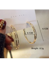 Gold jewelry,Other jewelry,Round Rhinestone Hollow Design Gold Earrings