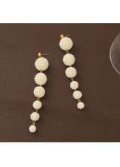 Pearl Deisgn Ball Shape Raw White Earrings