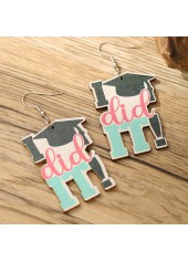 Multi Color jewelry,Letter jewelry,Contrast Color jewelry,Geometric jewelry,Multi Color Letter Print Wooden Earrings