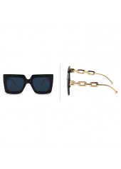 Black accessories,Other accessories,Black Chain Design Large Frame Oversized Sunglasses