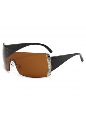 Dark Camel Patchwork Large Frame Oversized Sunglasses