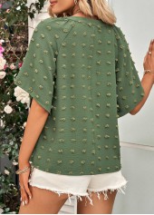 Green tops,Plain Color tops,Split Green Half Sleeve T Shirt