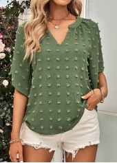 Split Green Half Sleeve T Shirt