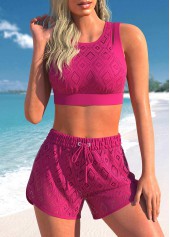 Rotita-Spitzen-Bikini-Set in Pink mit hoher Taille