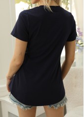 Black tops,Plain Color tops,Lightweight Black V Neck Short Sleeve T Shirt