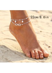 Silvery White jewelry,Plain Color jewelry,Pearl Detail Bow Silvery White Anklets