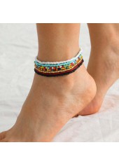 Round Plastic Detail Multi Color Anklet Set
