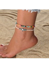 Multi Color Plastic Detail Anklet Set