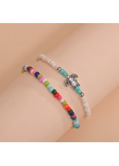 Multi Color jewelry,Geometric jewelry,Animal Print jewelry,Multi Color Plastic Detail Anklet Set