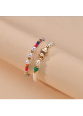 Multi Color jewelry,Geometric jewelry,Animal Print jewelry,Multi Color Pearl Detail Anklet Set