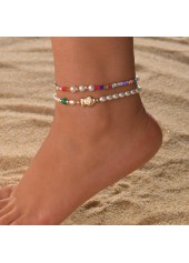 Multi Color Pearl Detail Anklet Set