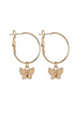 Butterfly Metal Detail Animal Prints Gold Earrings