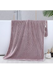 Striped Polyester Dusty Pink Bath Towel