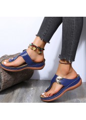 Blue accessories,Plain Color accessories,Blue Low Heel Toe Post Flip Slippers
