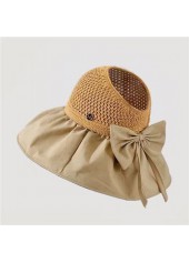 Light Camel Straw Detail Visor Hat