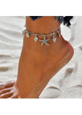 Star Geometric Pattern Metal Detail Silver Anklet