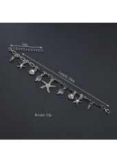 Silver jewelry,Geometric jewelry,Galaxy jewelry,Star Geometric Pattern Metal Detail Silver Anklet