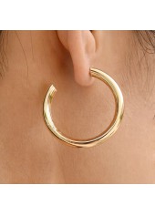 Round Geometric Pattern Metal Detail Gold Earrings